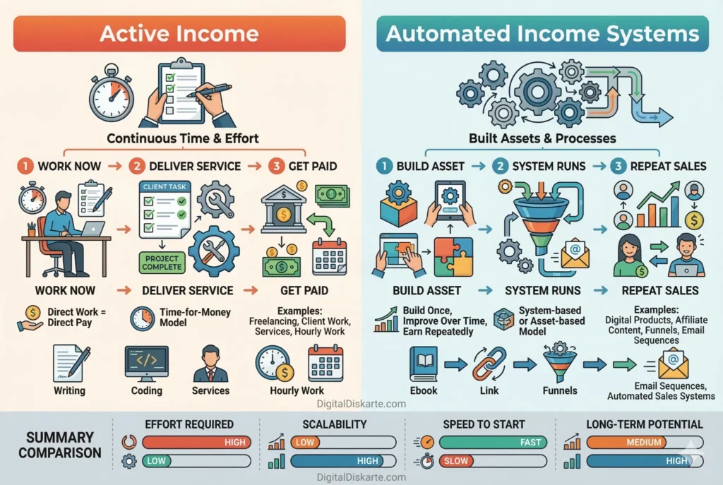 Active income vs automated income systems for online income beginners in the Philippines