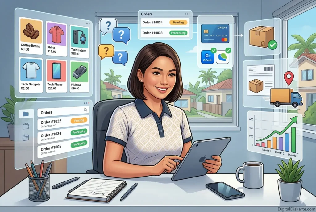 Online business and online selling in the Philippines through products, orders, payments, and digital systems