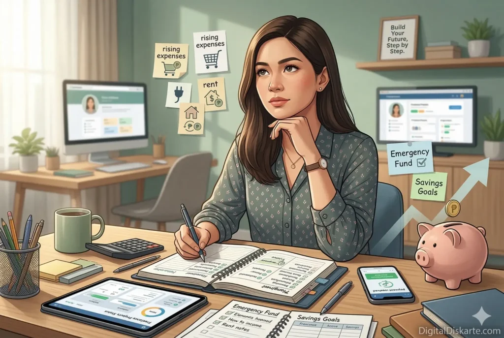 Comparison-style visual showing the main online income paths covered in the Digital Diskarte grand pillar article.